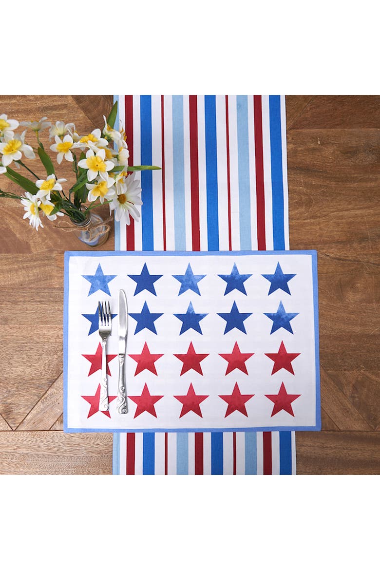 Red White & Pow 100% Cotton Set of 6 Placemats 14" x 20", Alternate, color, Blue
