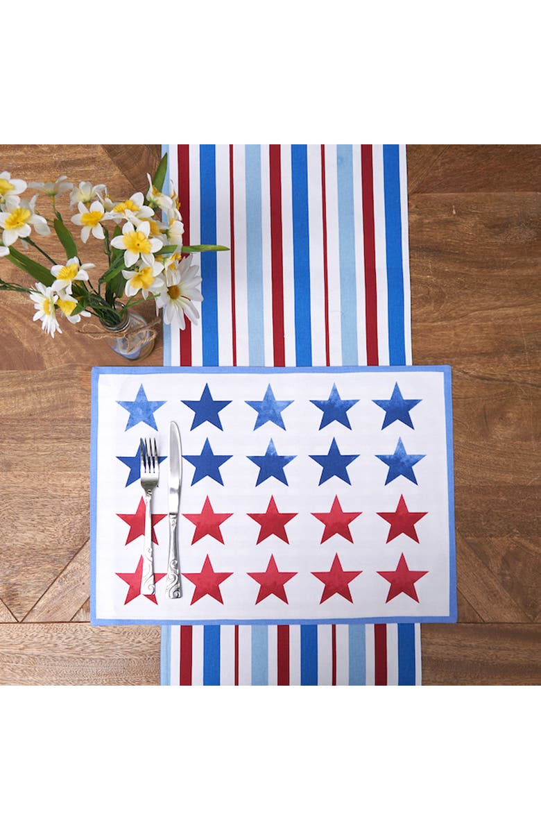 C&F Home Red White & Pow Placemats Set of 6, 14" x 20", Alternate, color, Blue