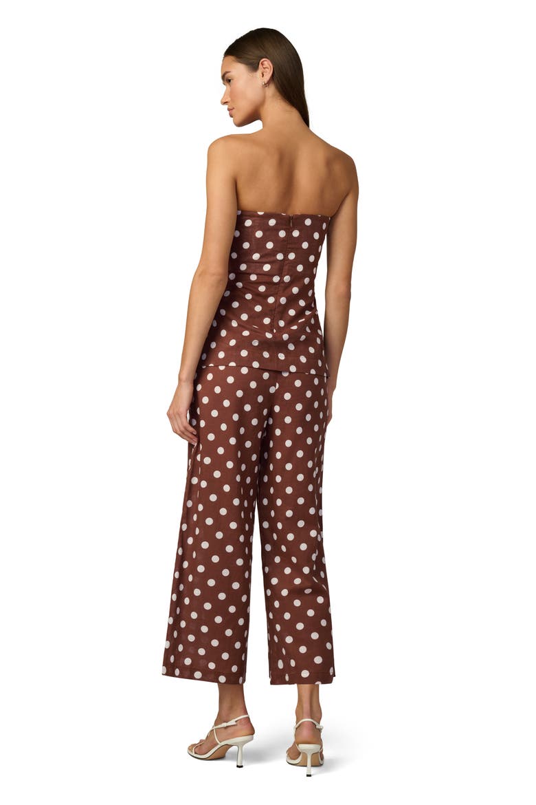The Mariel Linen & Cotton Crop Wide Leg Pants, Alternate, color, CHOCOLATE/ECRU DOT