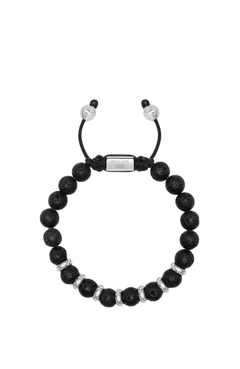 Sterling Silver Lava Stone Beaded Bracelet