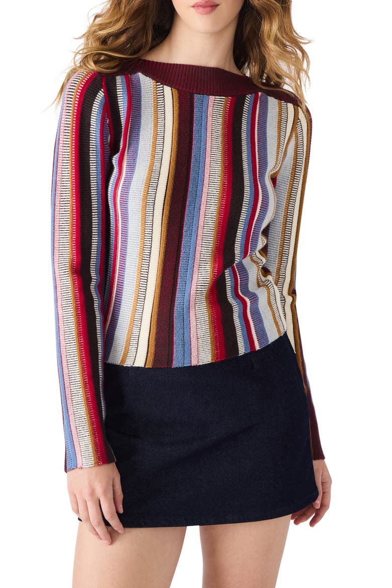 Serra Stripe Knit Sweater, Main, color, BURGUNDY MULTI