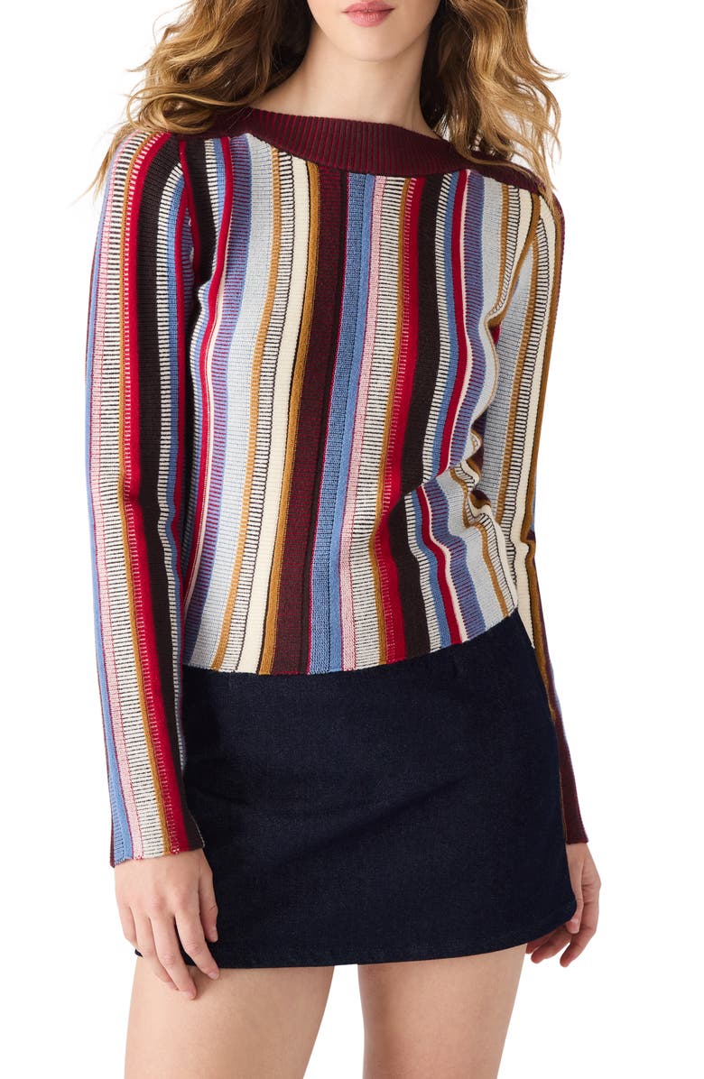 Steve Madden Serra Stripe Knit Sweater, Main, color, Burgundy Multi