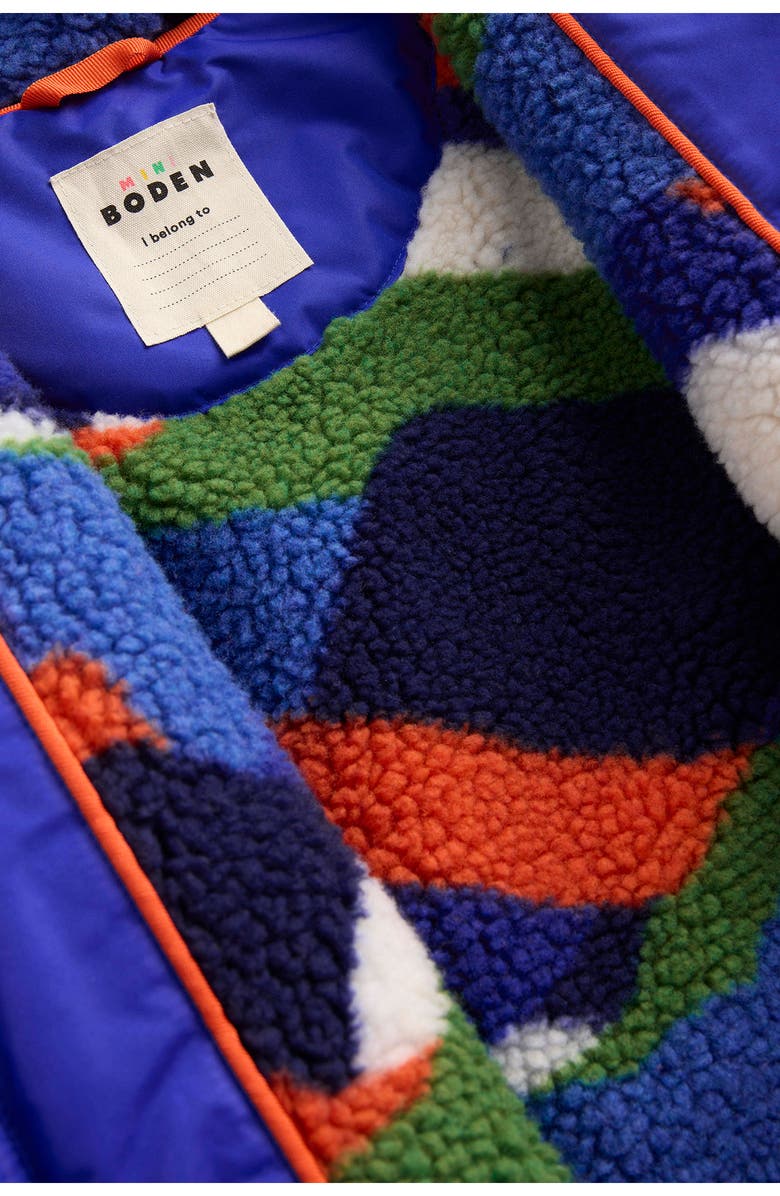 Mini Boden Kids' Fleece Lined Hooded Parka, Alternate, color, Blue