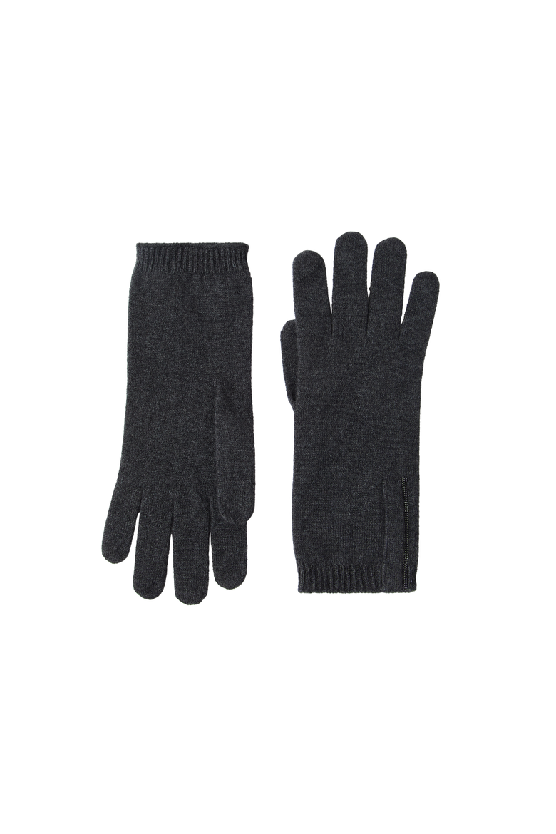 Cashmere knit gloves with monili, Alternate, color, Lignite