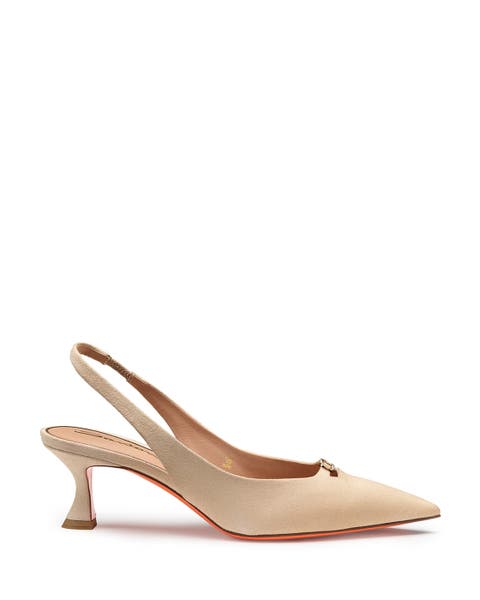 Women's Suede Leather Mid-Heel Slingback