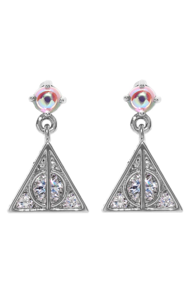 Girls Crew x Harry Potter<sup
™</sup
 Deathly Hallows Drop Earrings, Main, color, Silver