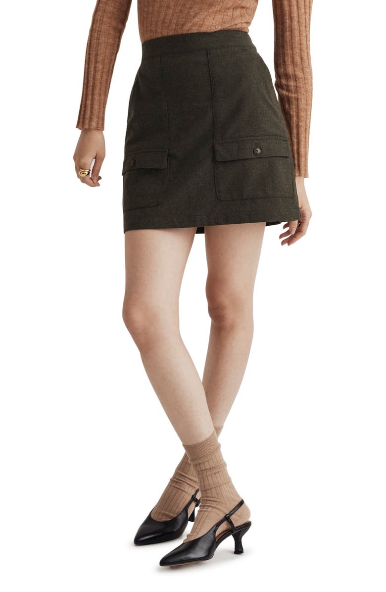 Madewell Wool-Blend Cargo Mini Skirt, Main, color,