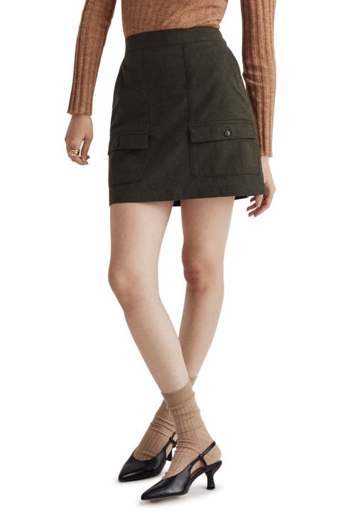 Wool-Blend Cargo Mini Skirt