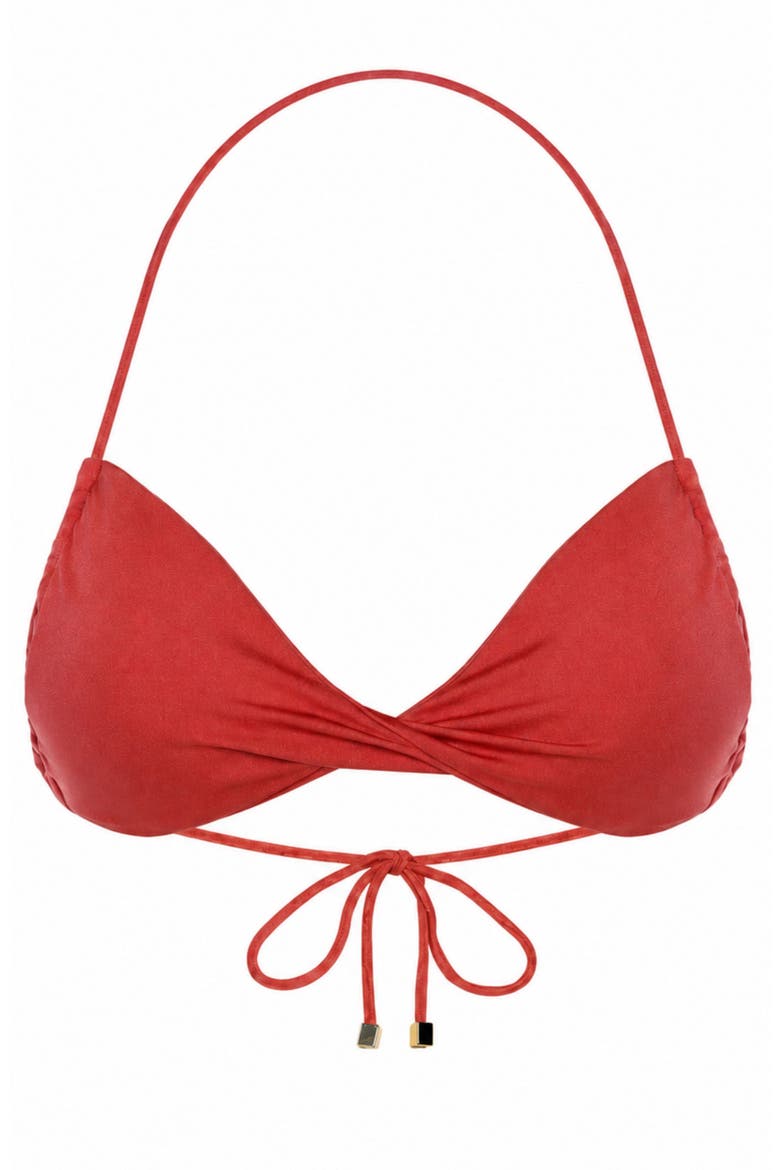 Amy Halter Bralette Adjustable Halterneck Bikini Top, Alternate, color, Salmon