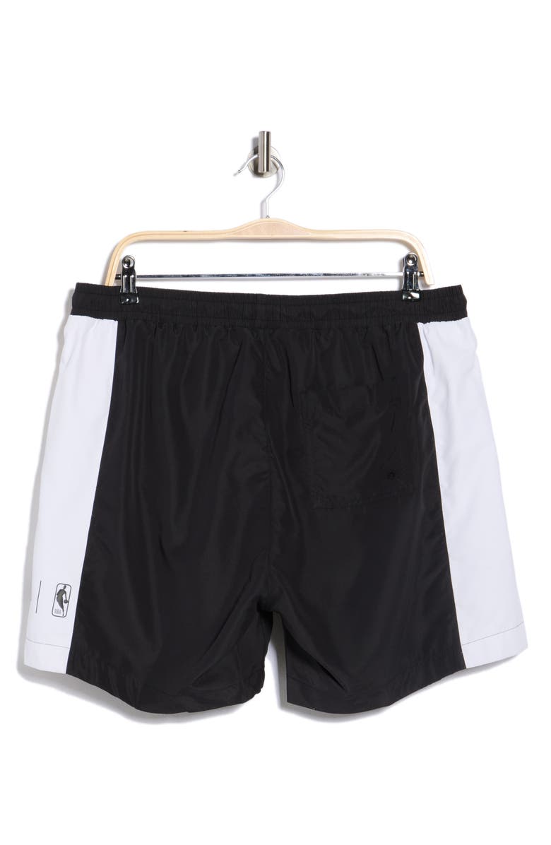 BOSS x NBA Swim Trunks, Alternate, color, White/ Black
