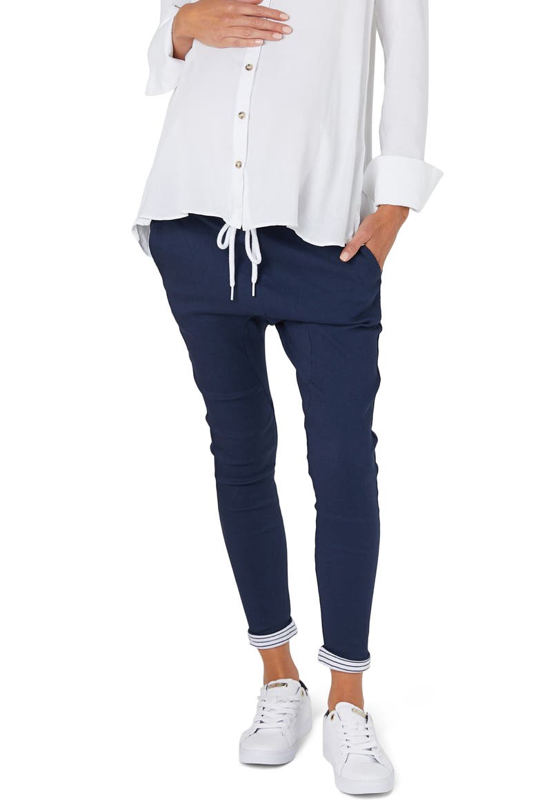 Boston Twill Maternity Pants, Main, color, NAVY