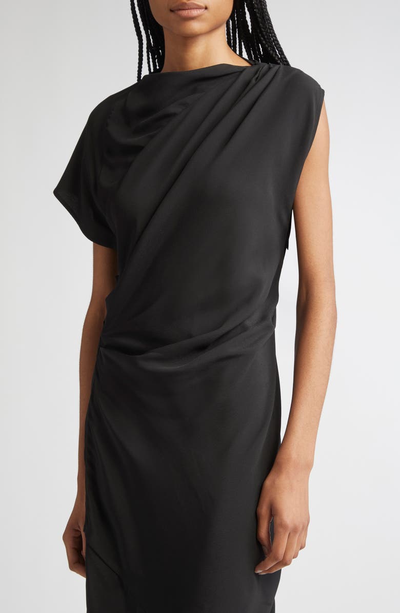 Proenza Schouler Hallie Hammered Viscose Asymmetric Hem Dress, Alternate, color, Black