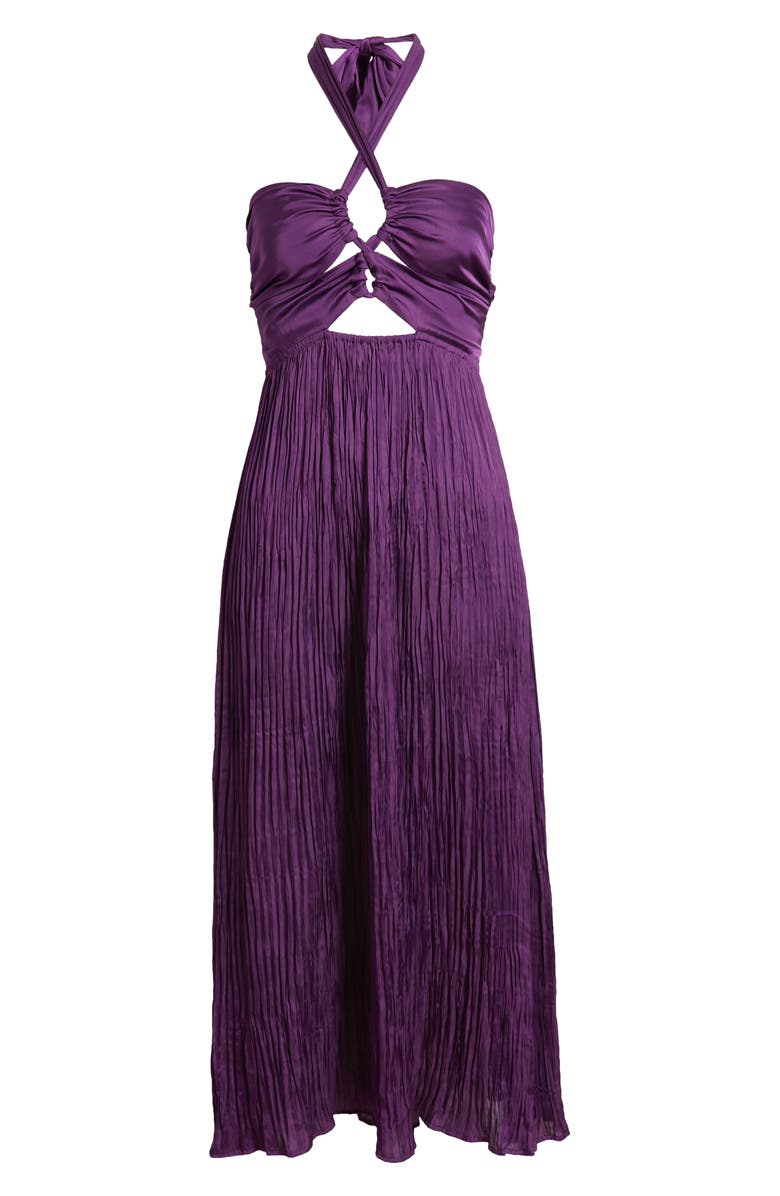 SESSÙN Trancoso Cutout Detail Halter Strap Midi Dress, Alternate, color, Picasso Lily