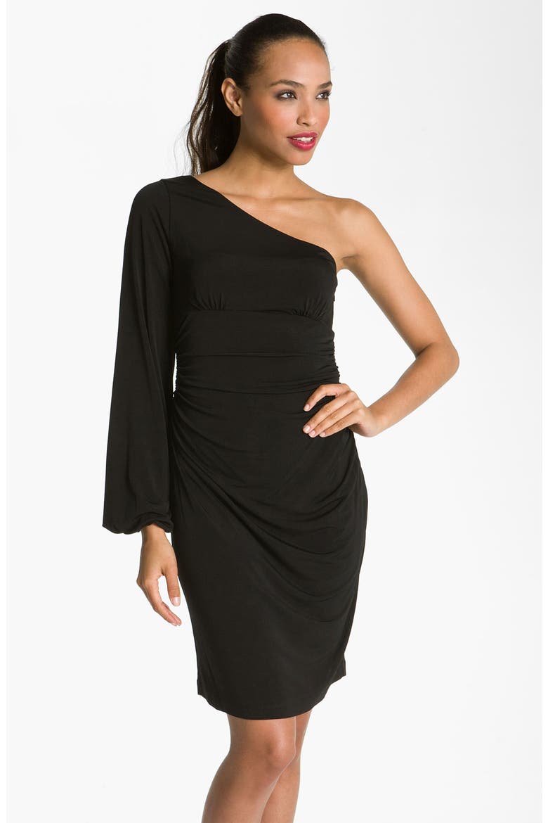One Shoulder Matte Jersey Dress, Main, color, POMEGRANATE