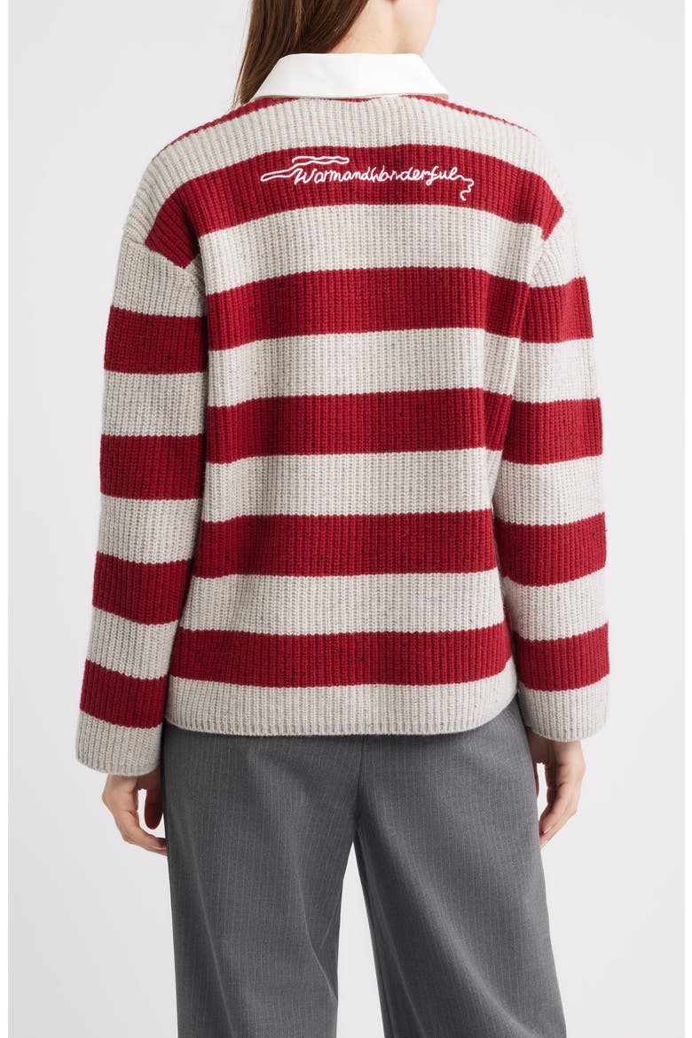 Sheep Striped Wool Rugby Sweater, Alternate, color, RED/ WHITE MULTI-COLOR
