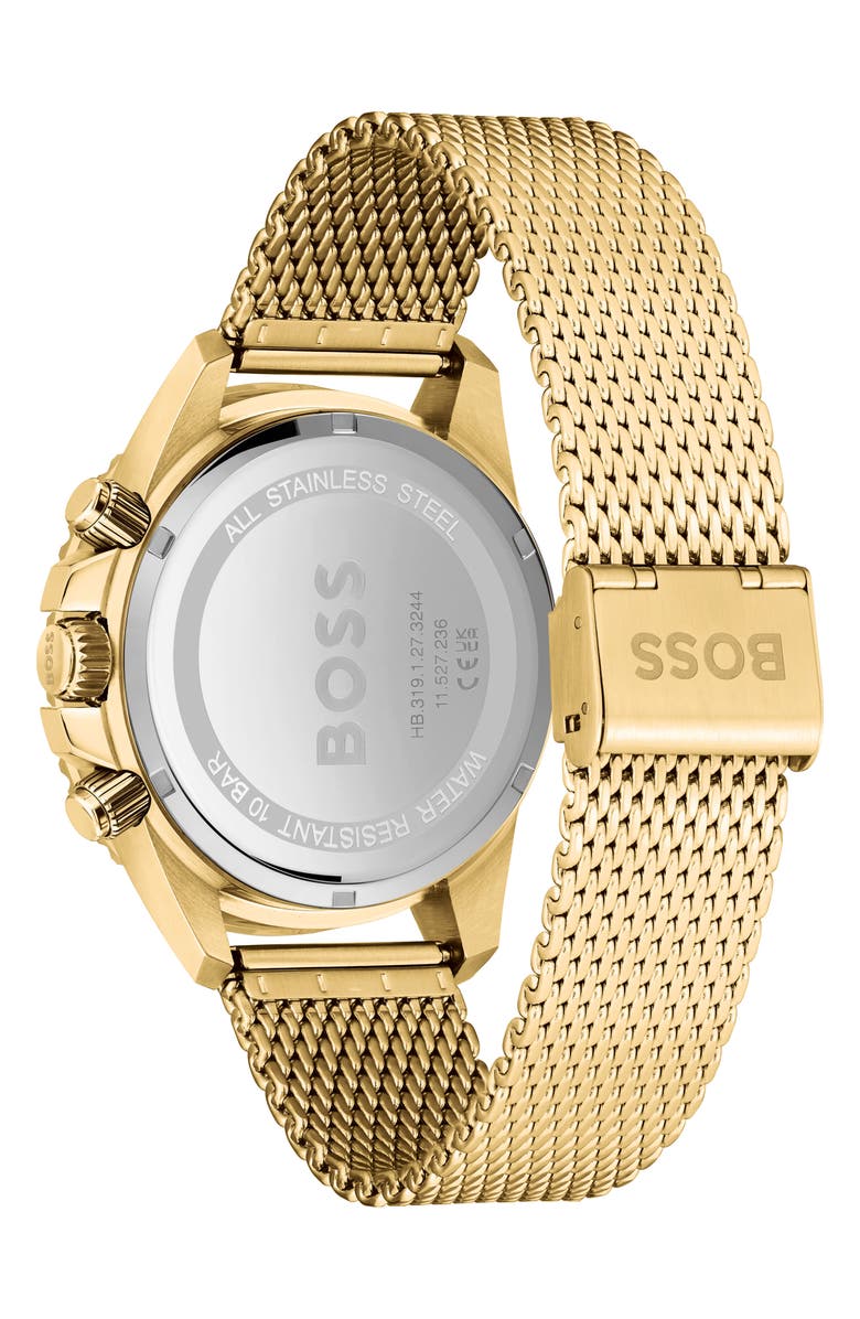 BOSS Admiral Mesh Strap Chronograph Watch, 45mm, Alternate, color, Black