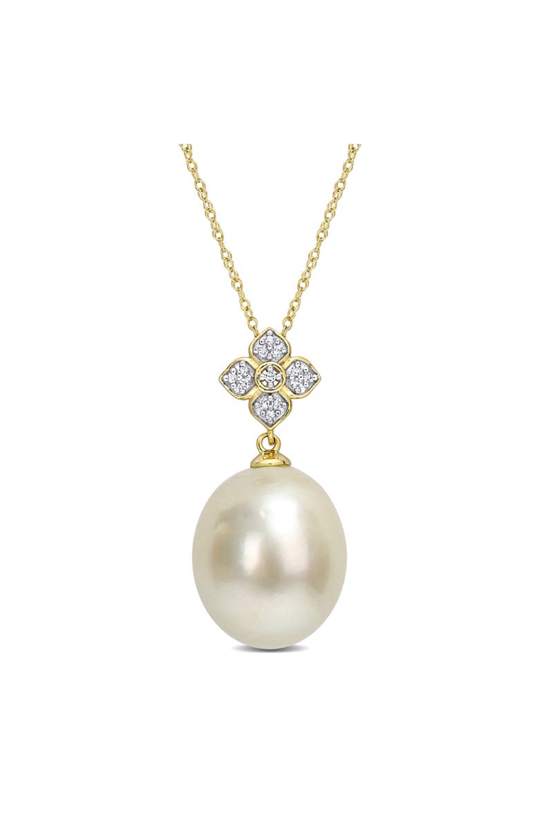 Julianna B. South Sea Pearl & Diamond Floral Necklace 10k, Main, color, Cultured South Sea Pearl
