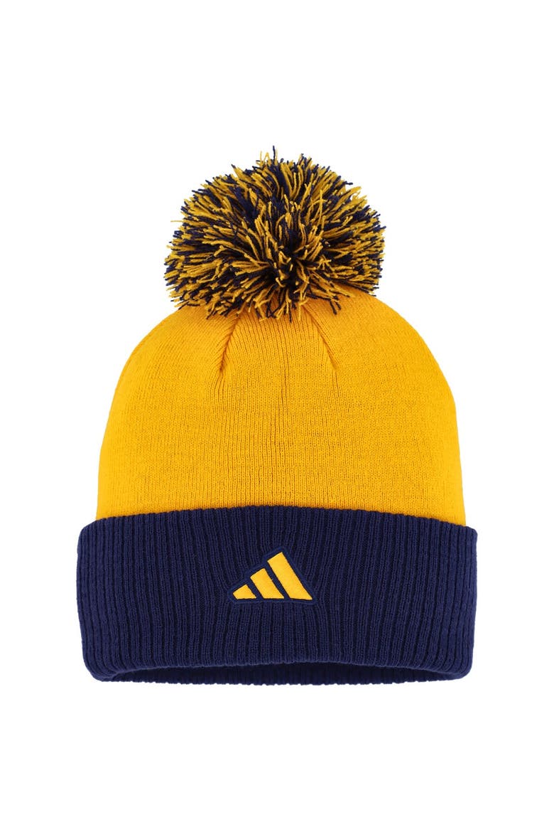 Women's adidas Gold Nashville Predators Laurel Cuffed Knit Hat with Pom, Alternate, color, Gold