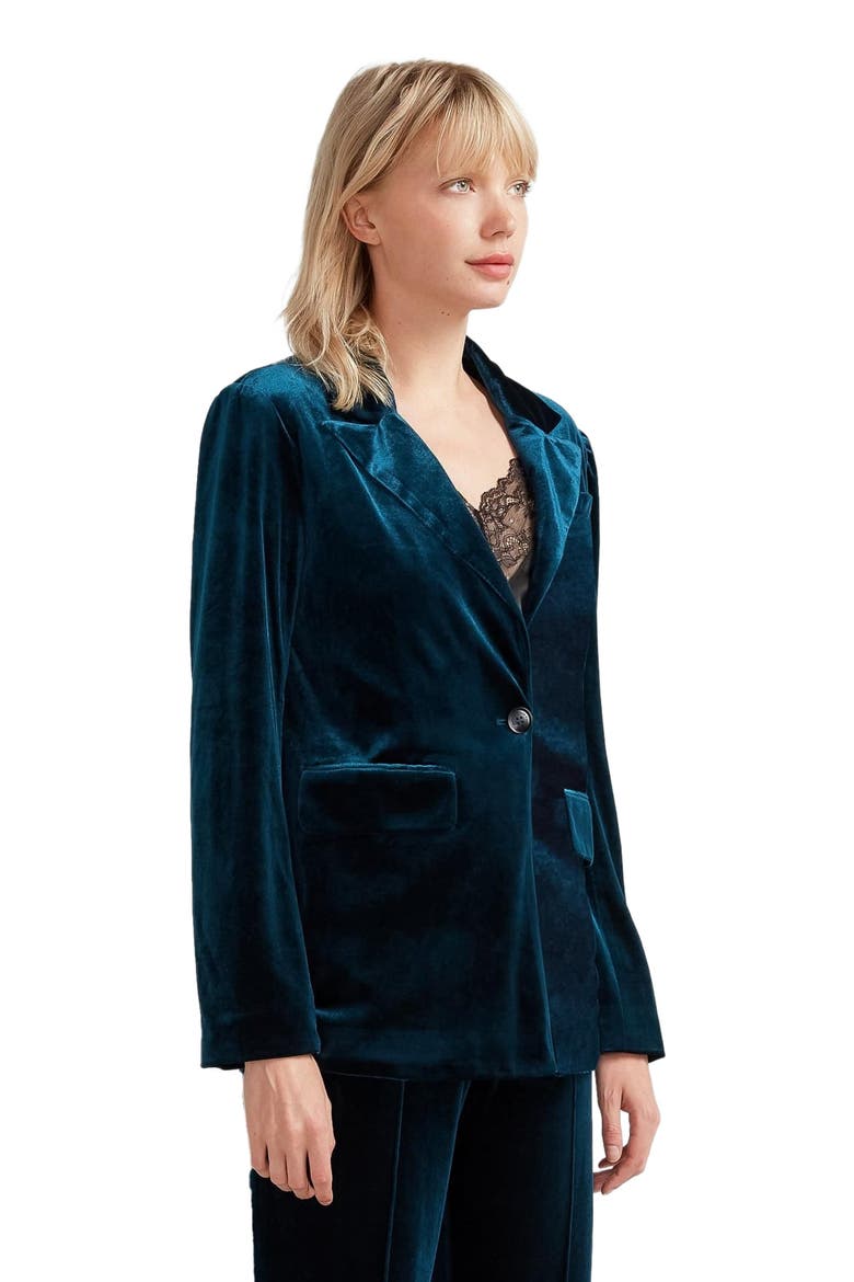 Eternity Velvet Blazer, Alternate, color, Dark Teal