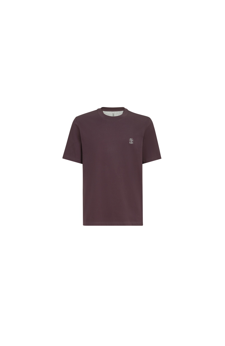 Brunello Cucinelli Cotton jersey crew neck T-shirt with logo, Alternate, color, Light Grey