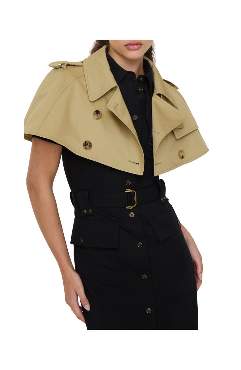 Burberry Gabardine Trench Capelet, Alternate, color, Hamper Beige