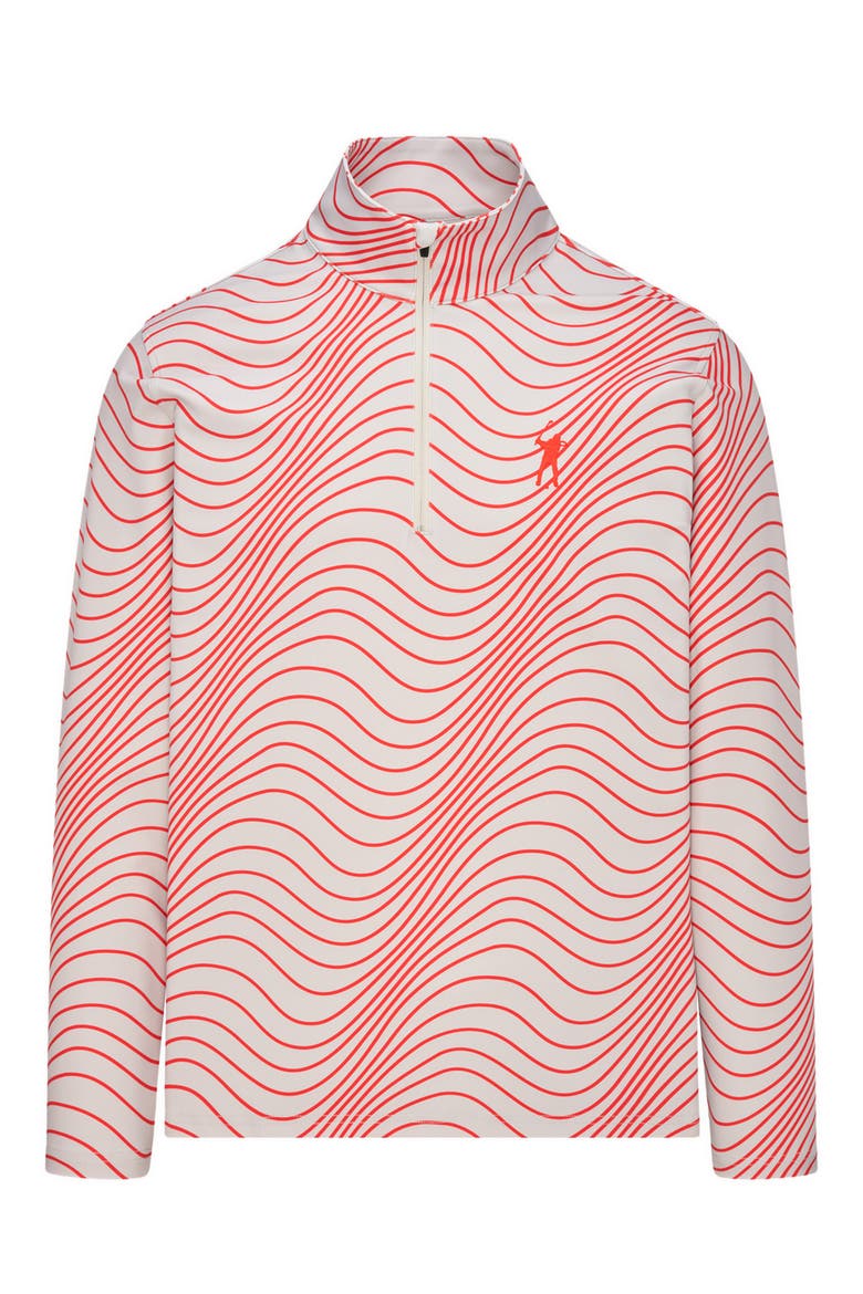 Signature Wave Stripe Quarter Zip Pullover, Main, color, PUMICE/ LAVA