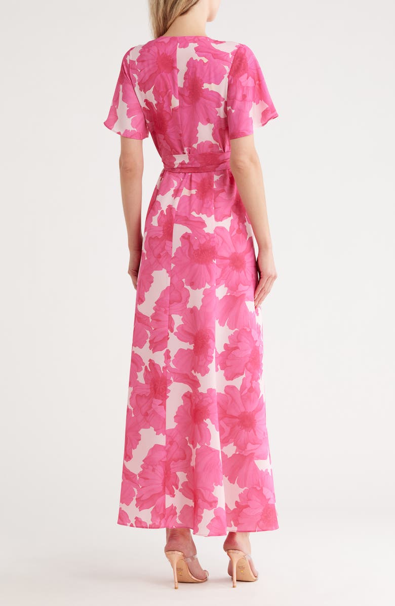Hutch Flutter Sleeve Maxi Wrap Dress, Alternate, color, Pink Floral