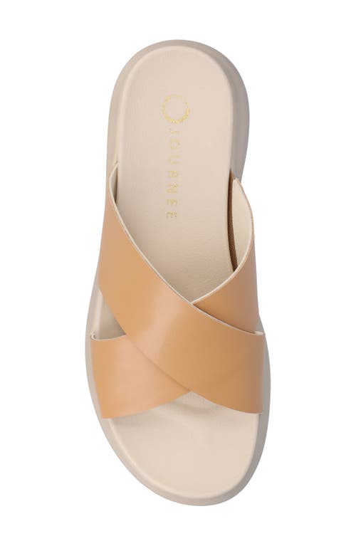Shop Journee Collection Cathie Platform Wedge Sandal In Tan