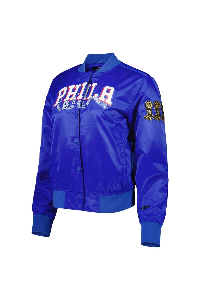 Women's Pro Standard Royal Philadelphia 76ers Classics Satin Full-Snap Jacket, Alternate, color, Royal