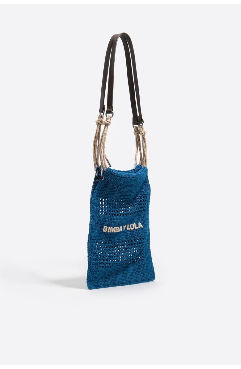 Bimba y Lola Crochet Market Bag, Main, color, Blue
