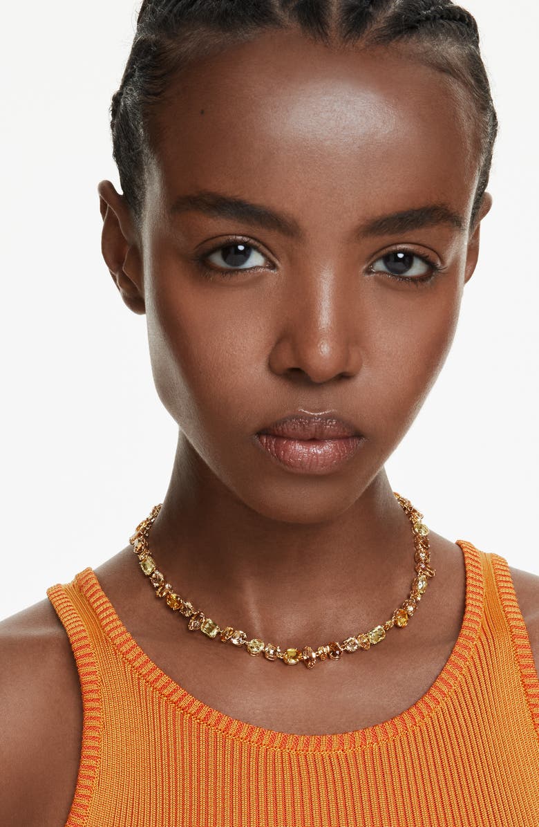 Swarovski Gema Necklace, Alternate, color, Gold