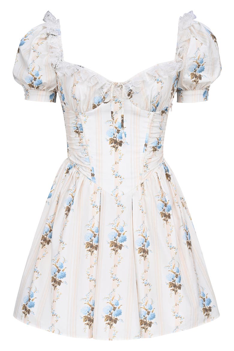 Issa Ruffle Mini Sundress, Alternate, color, HYDRANGEA STRIPE CREAM