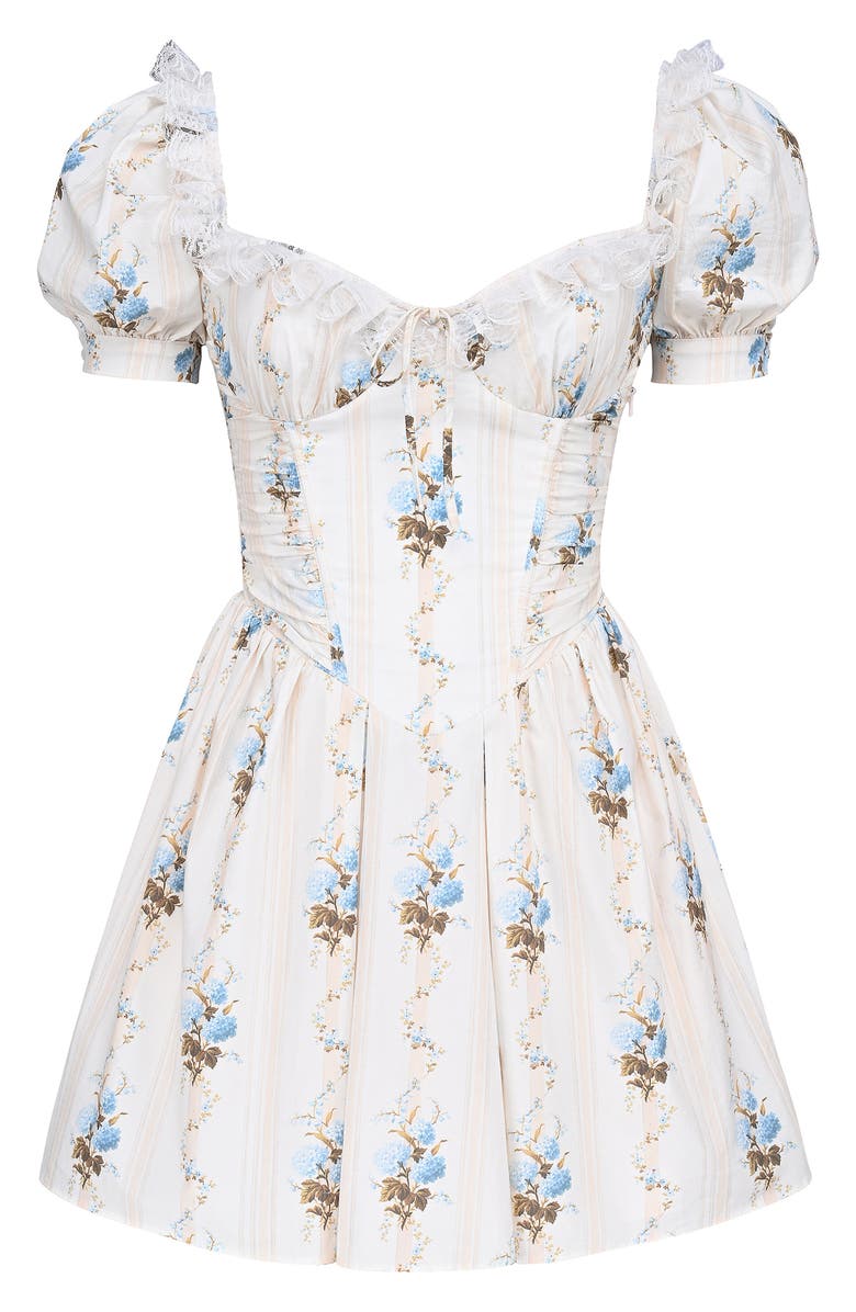 HOUSE OF CB Issa Ruffle Mini Sundress, Alternate, color, Hydrangea Stripe Cream