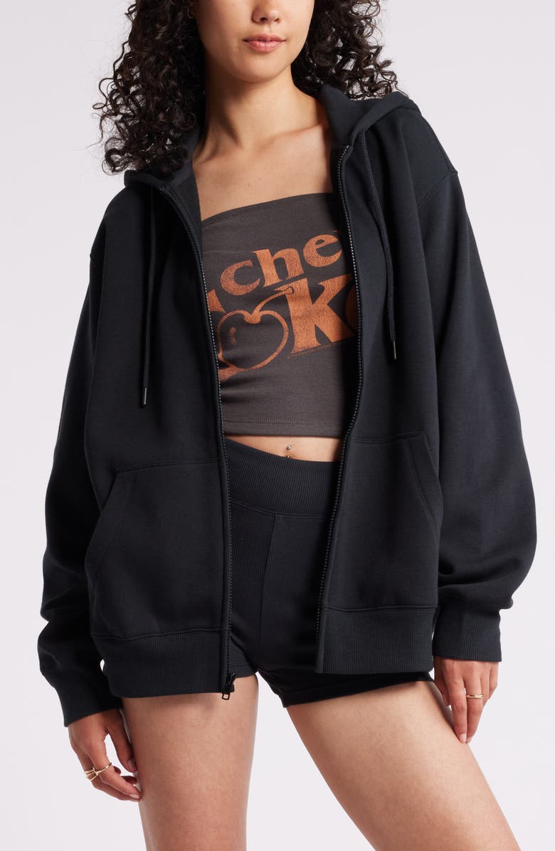 BP. Oversize Zip Fleece Hoodie, Main, color, Black Jet