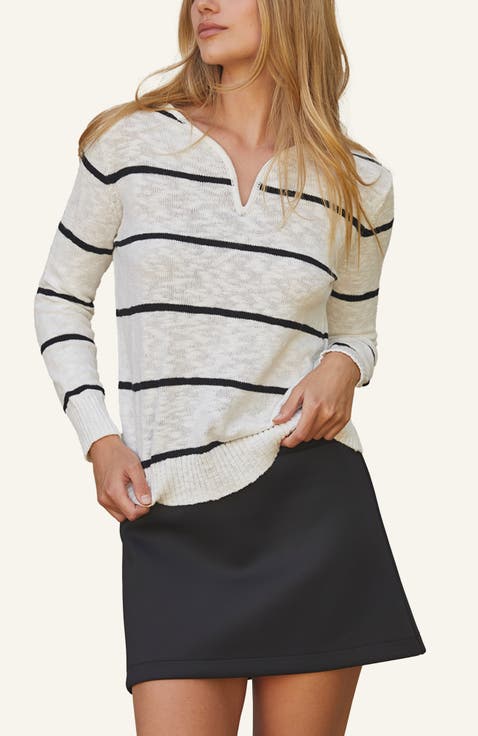 V-wire Striped Knit Top