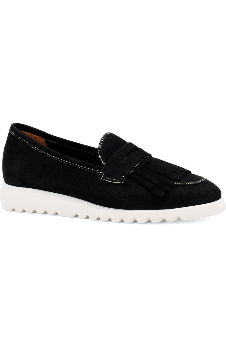 Amalfi by Rangoni Elemento Fringe Penny Loafer, Main, color, Nero Long Beach