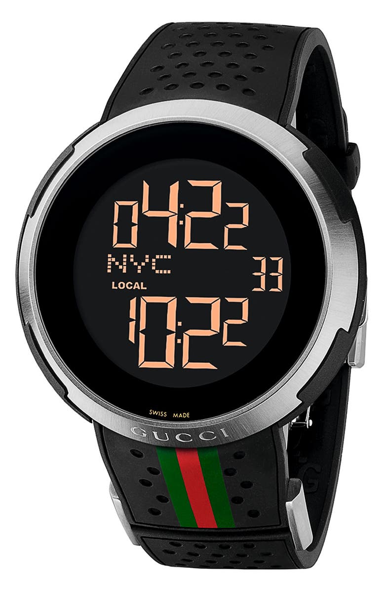 Gucci 'I Gucci' Rubber Strap Watch, 49mm, Alternate, color, 
