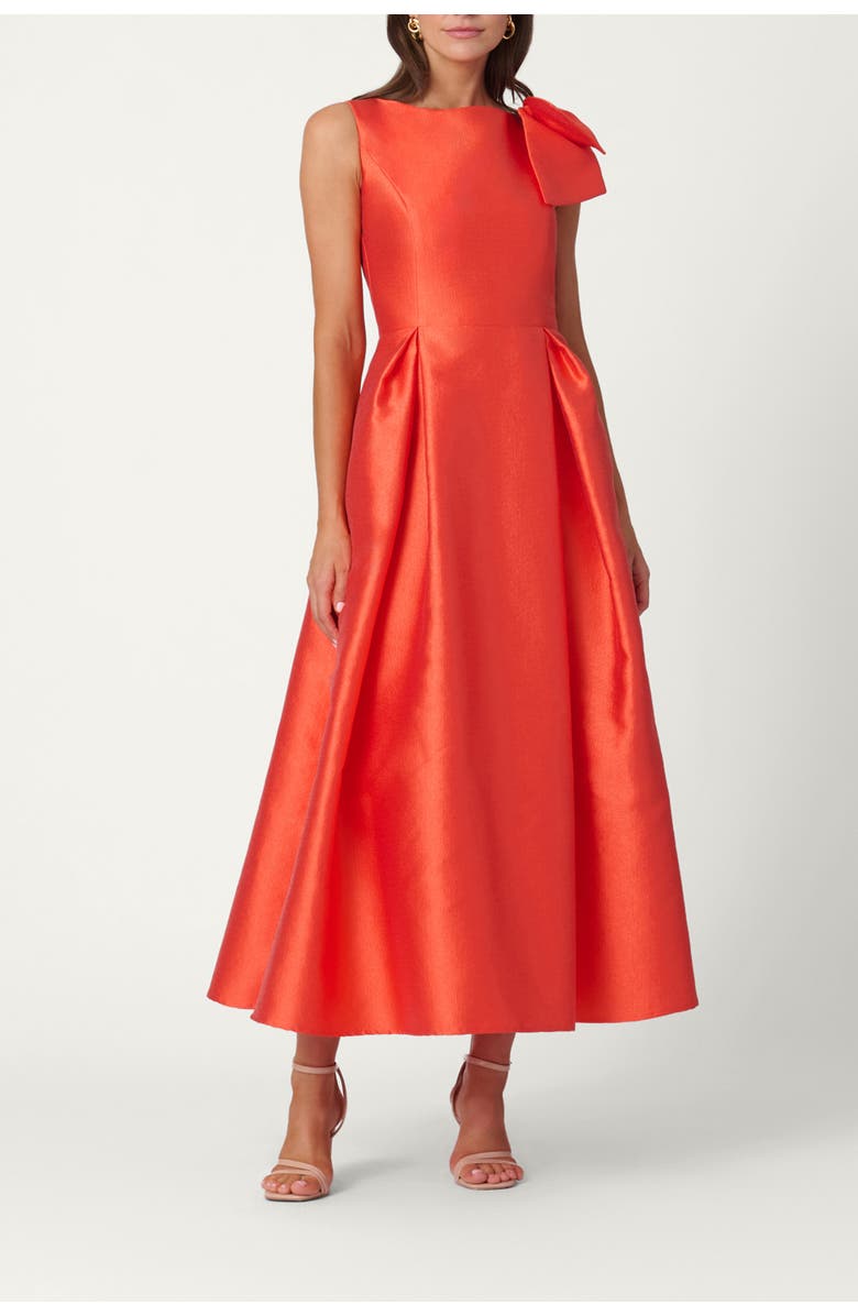 Shoshanna Midnight Pebbled Mikado Eleanor Dress, Main, color, Poppy