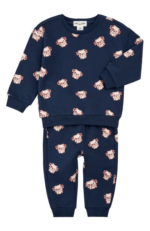 Kids' Bulldog Print Sweatshirt and Sweatpants Set