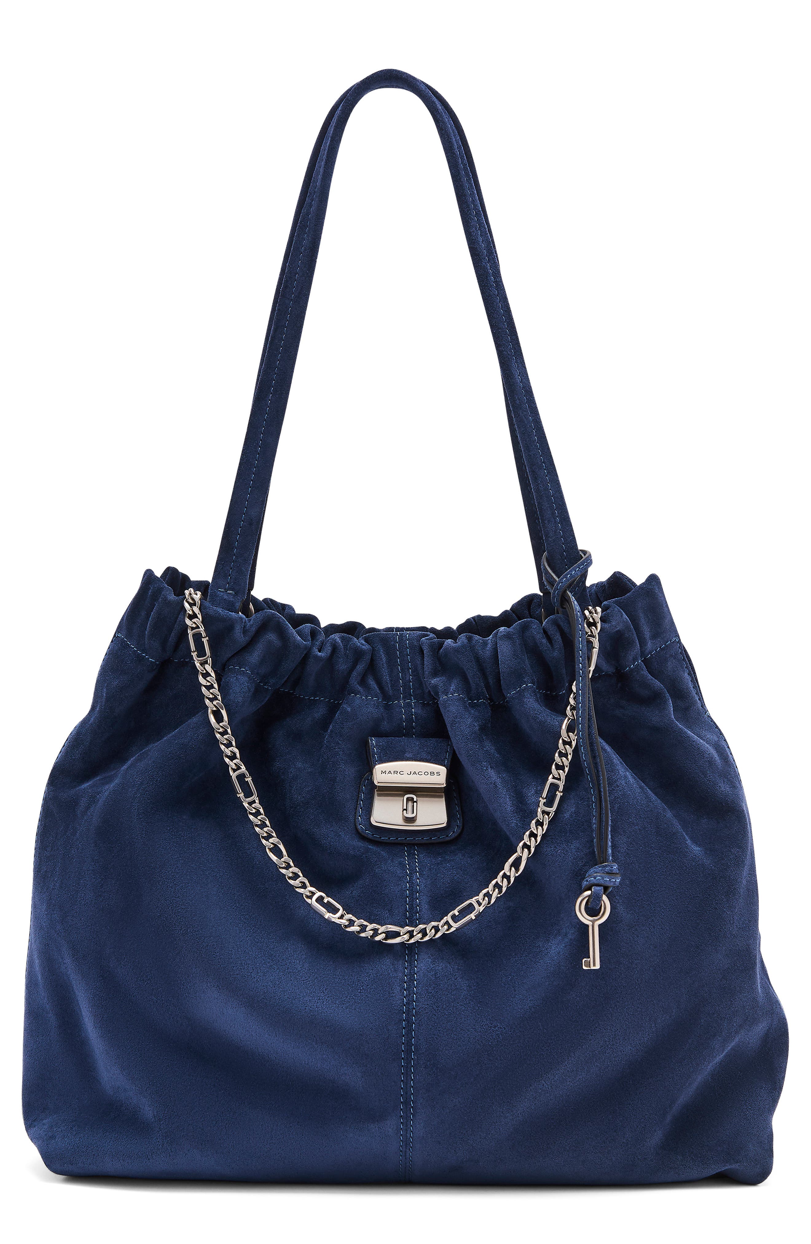 Marc Jacobs The Cristina Suede Tote, Main, color, Navy