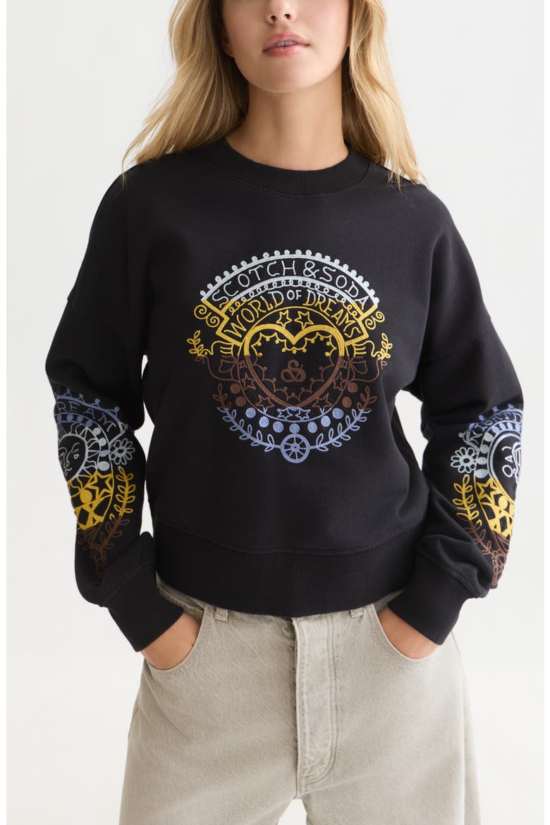 Embroidered Relaxed Fit Sweatshirt, Main, color, METEORITE