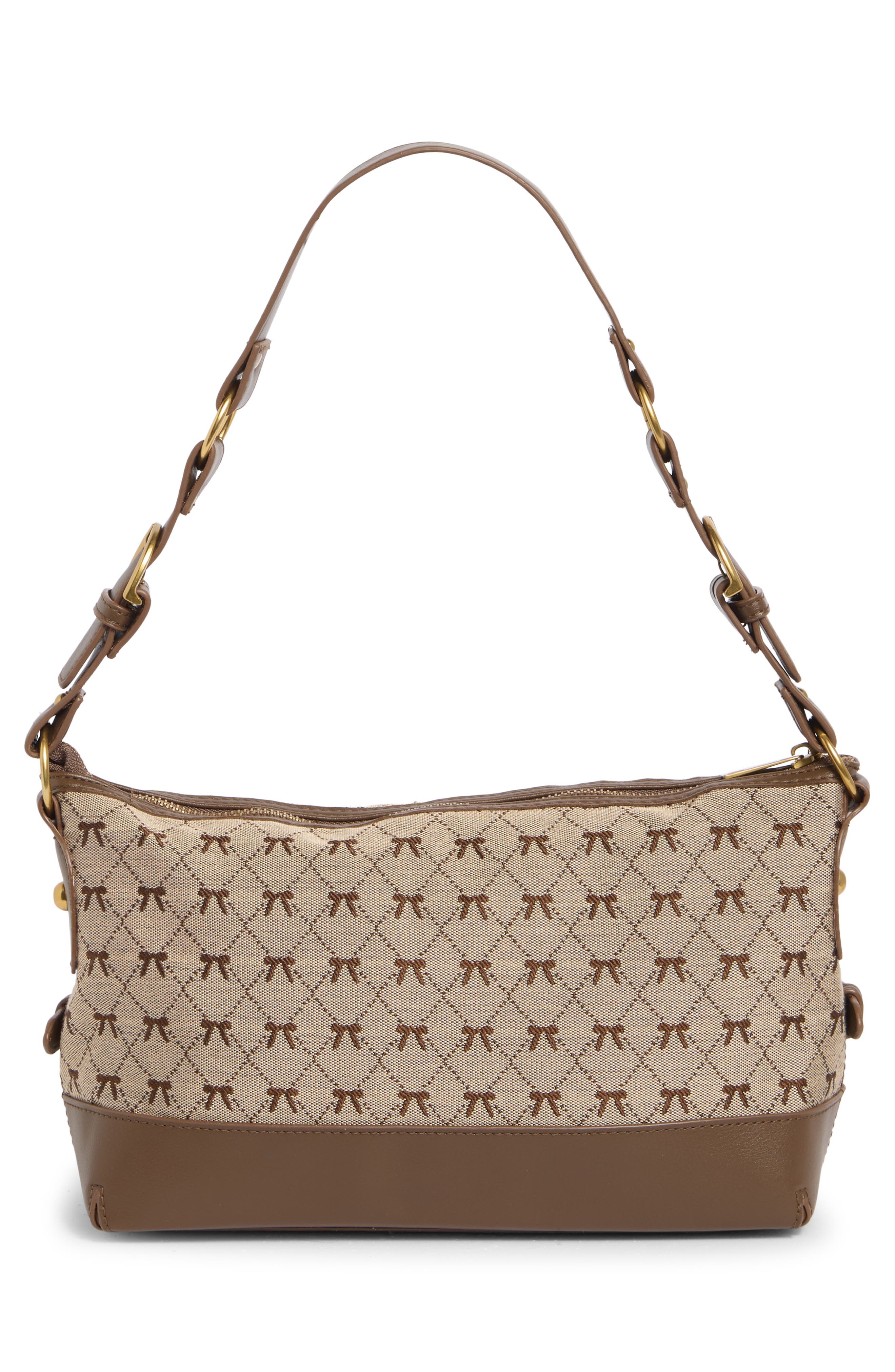 Jacquard Shoulder Bag, Alternate, color, BROWN BOW