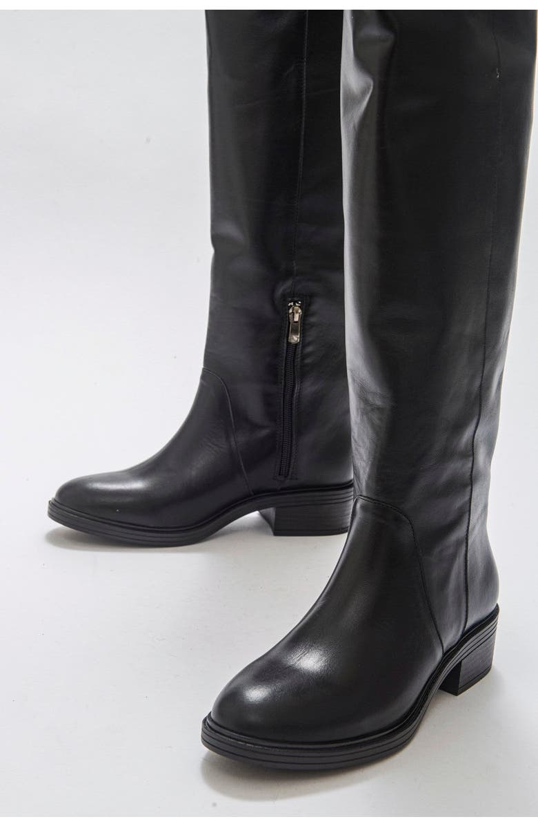 Forever & Always Shoes Petya Leather Over the Knee Boot, Alternate, color, Black Leather