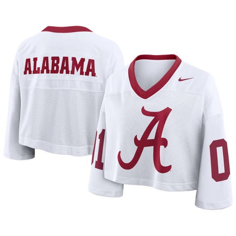 Women's Nike White Alabama Crimson Tide Oversized Logo Cropped Fashion Jersey