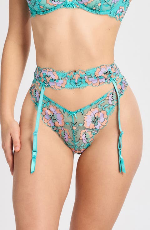 Floral Trip Lace Garter Belt