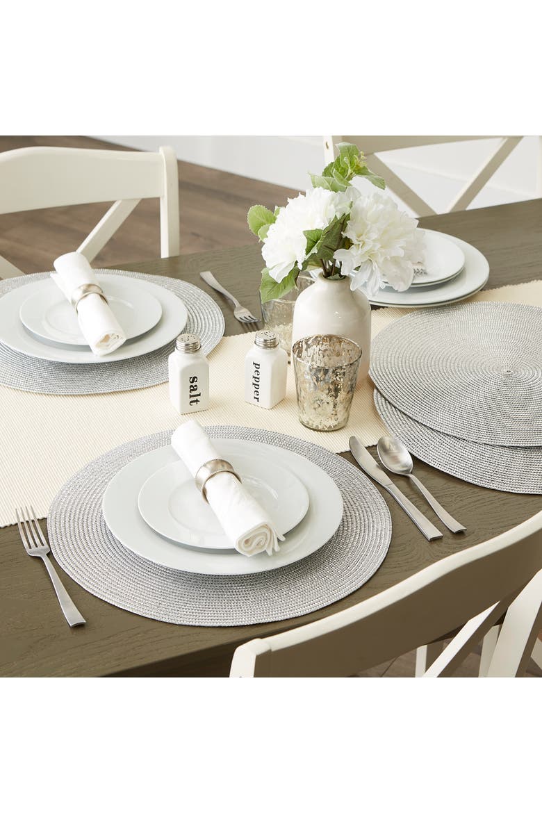 Metallic Round Woven Placemat Set/6, Alternate, color, Silver