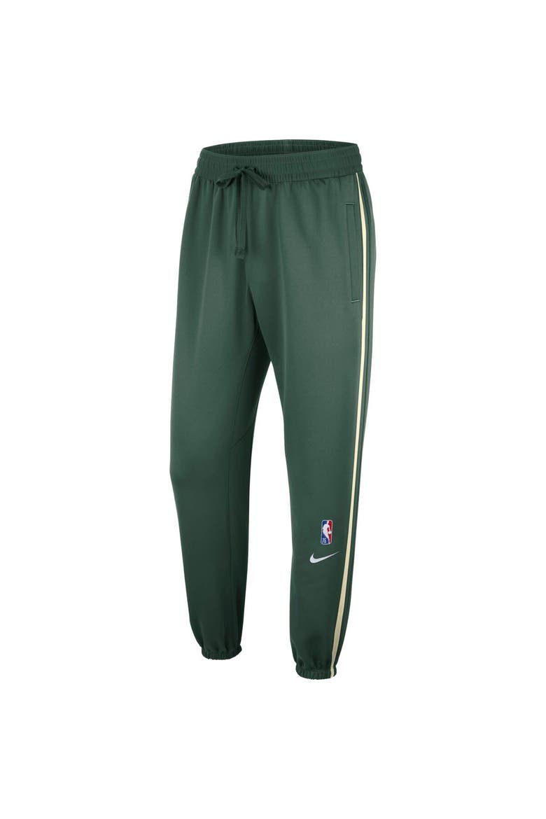 Men's Nike Hunter Green Milwaukee Bucks 75th Anniversary Showtime On Court Performance Pants, Alternate, color, Hunter Green