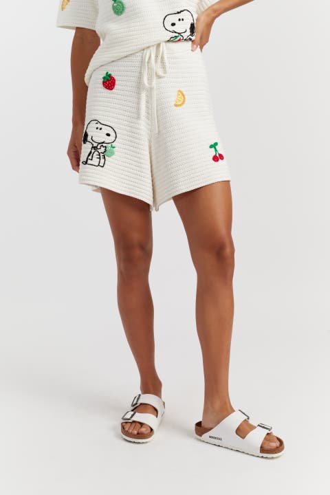 Cotton Snoopy Crochet Shorts
