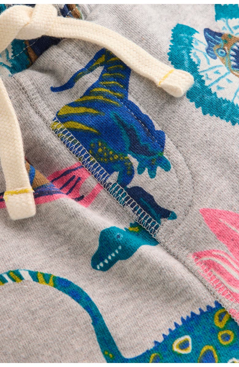 Mini Boden Kids' Dino Print Cotton Jersey Shorts, Alternate, color, Grey Dinos