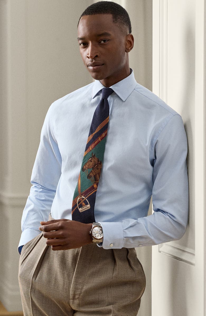 Ralph Lauren Purple Label Aston Cotton Oxford Button-Up Shirt, Alternate, color, Dress Shirt Blue